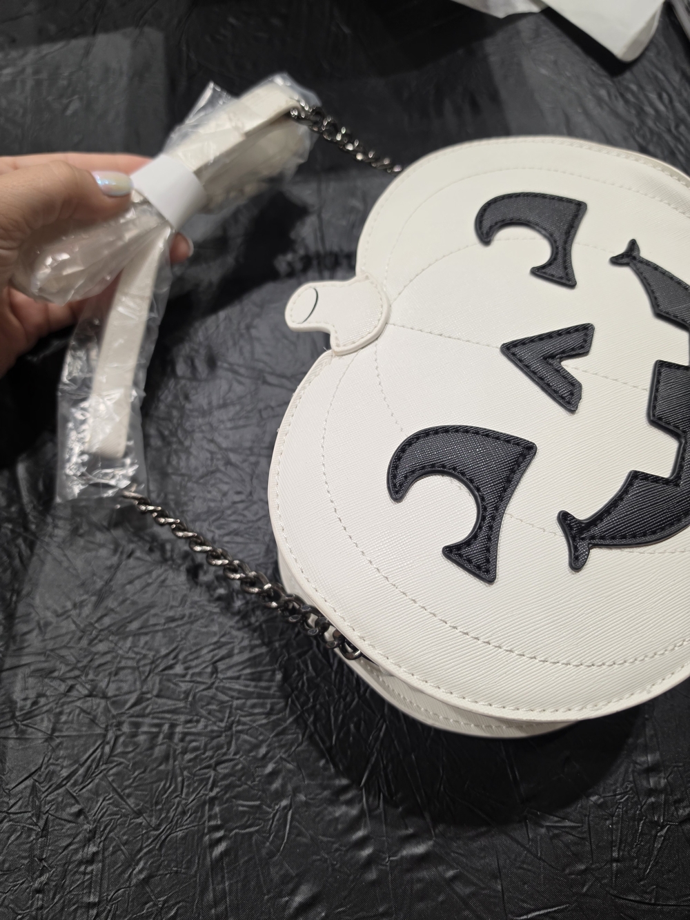 MAD Engine White Pumpkin Jack-O'-Lantern halloween fall Mini Crossbody Bag - Picture 4 of 5